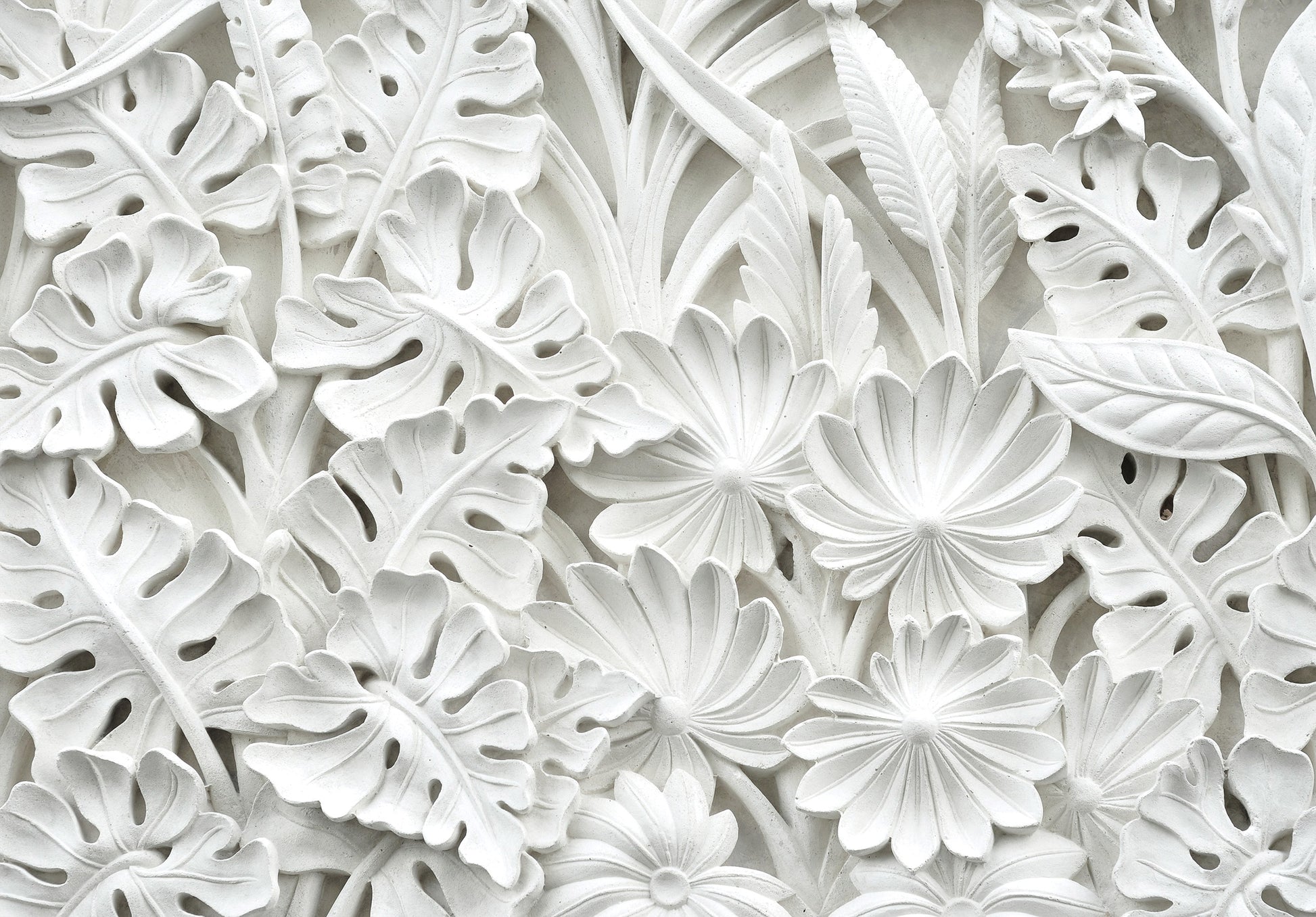 Alabaster Flowers White Non-woven Photo Wallpaper