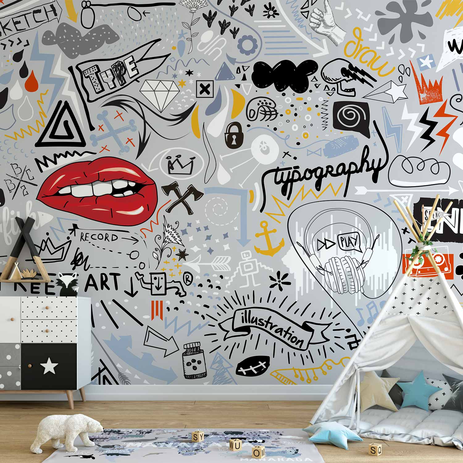 Stream of thought Modern Graffiti Non-woven Photo Wallpaper 10110901-18