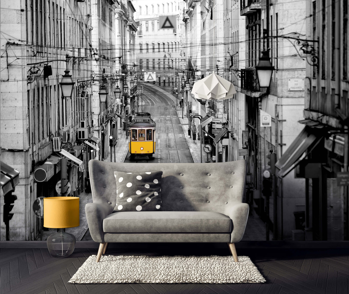 Lisbon Portugal Hilly City Grey Architecture Non-woven Photo Wallpaper (W x H) 368 cm x 254 cm (144" x 100")