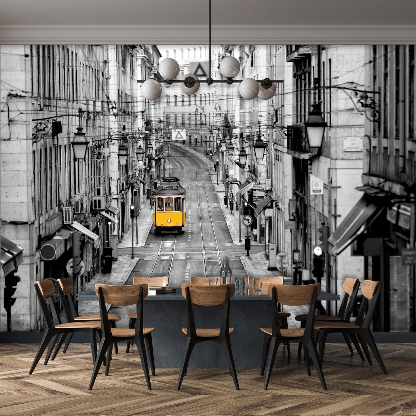 Lisbon Portugal Hilly City Grey Architecture Non-woven Photo Wallpaper (W x H) 368 cm x 254 cm (144" x 100")
