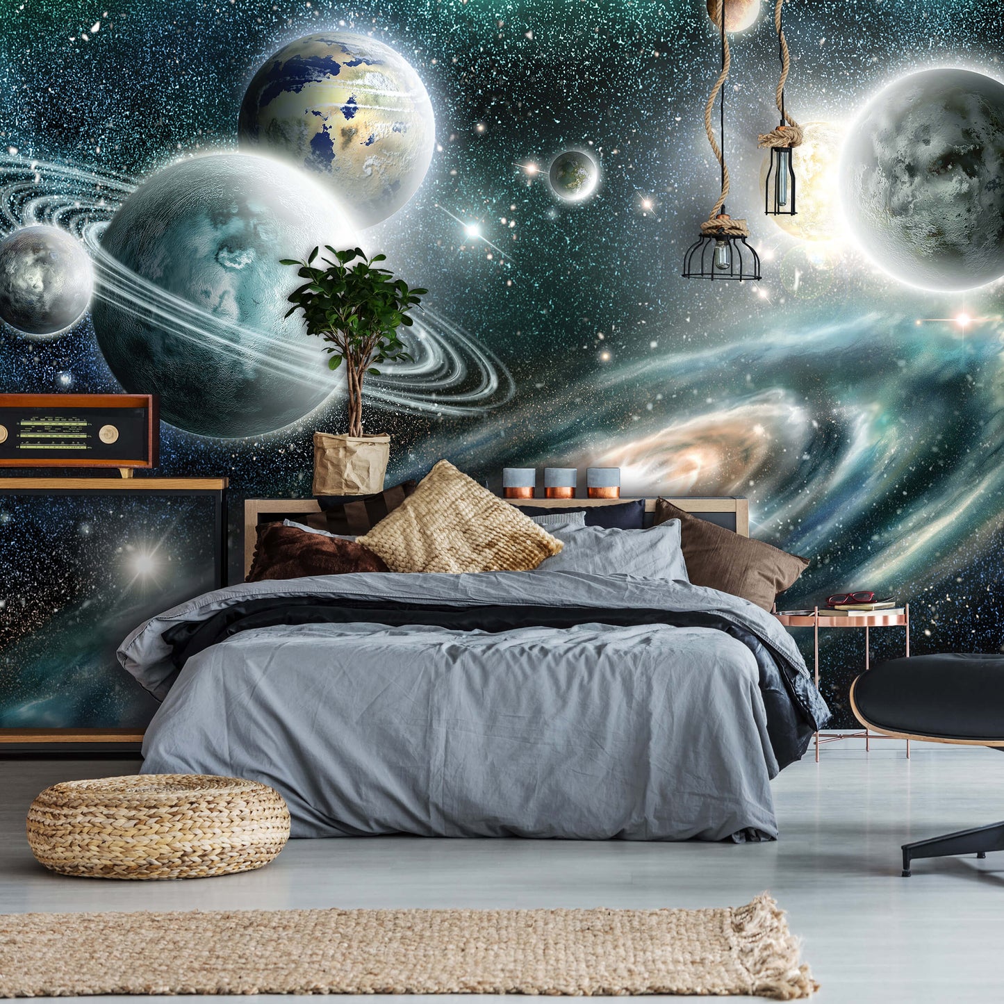 Space Planets Kids Bedroom Non-woven Photo Wallpaper