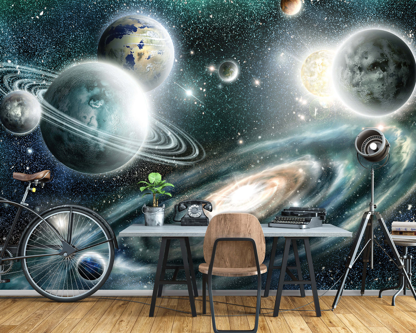 Space Planets Kids Bedroom Non-woven Photo Wallpaper