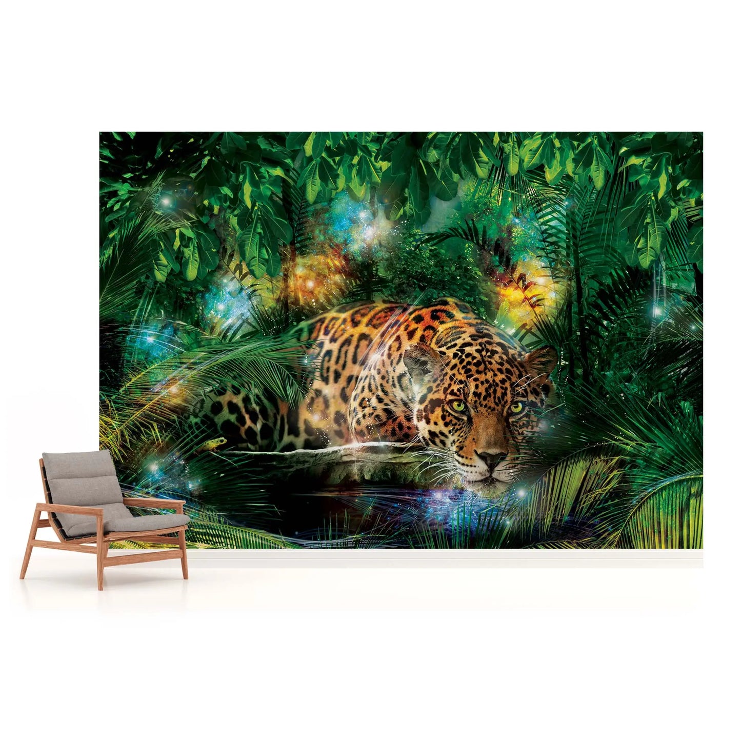 Wild Leopard Cat Animal Non-woven Photo Wallpaper (W x H) 368 cm x 254 cm (144" x 100")