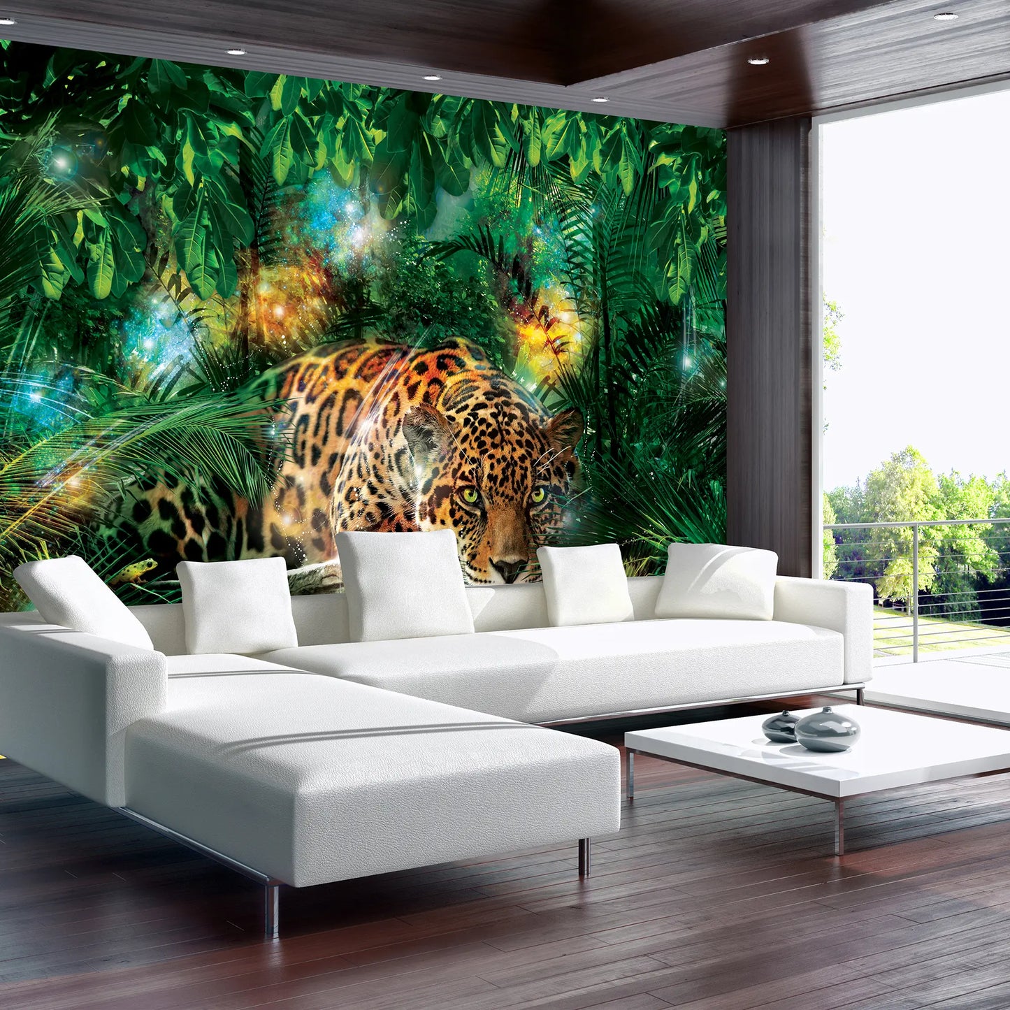 Wild Leopard Cat Animal Non-woven Photo Wallpaper (W x H) 368 cm x 254 cm (144" x 100")