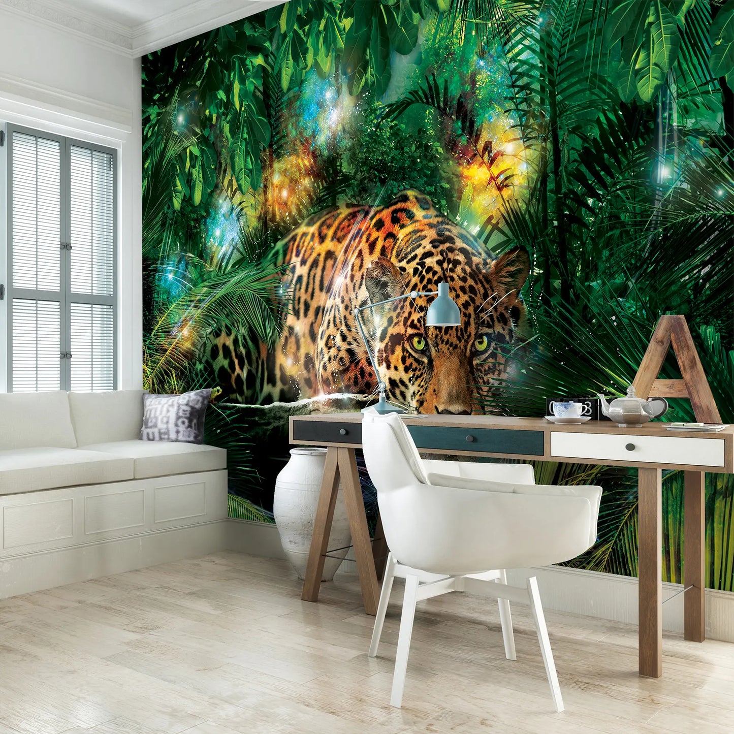 Wild Leopard Cat Animal Non-woven Photo Wallpaper (W x H) 368 cm x 254 cm (144" x 100")