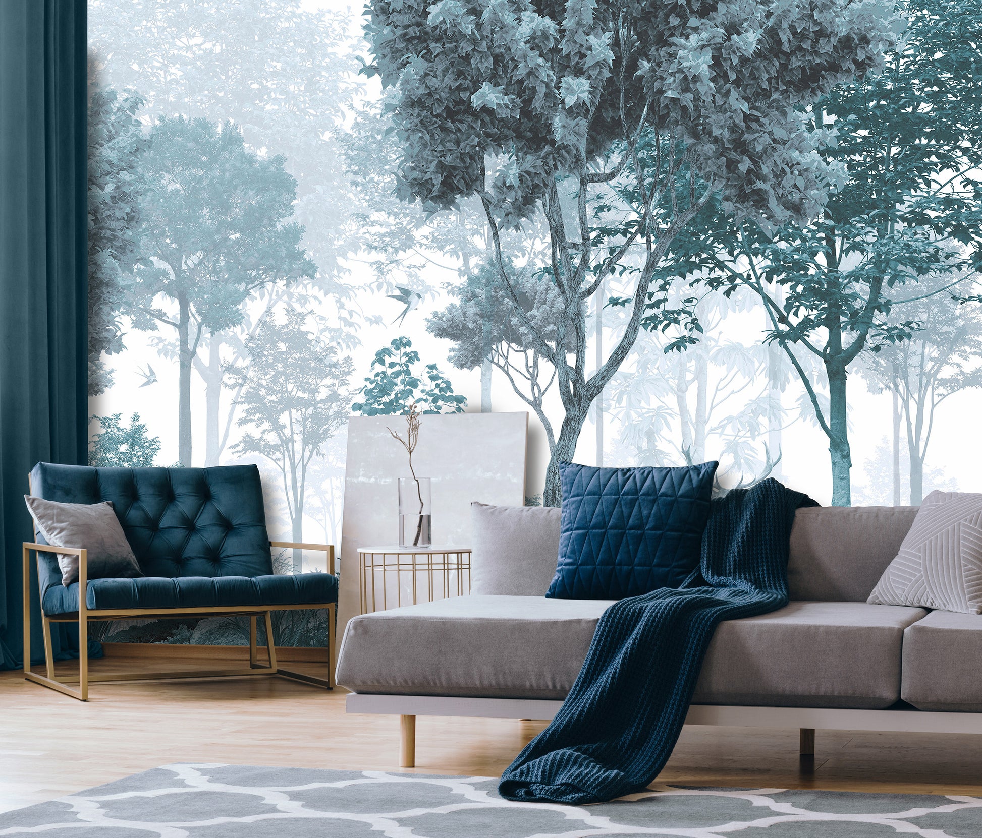 Green Forest Foggy Day photo wallpaper