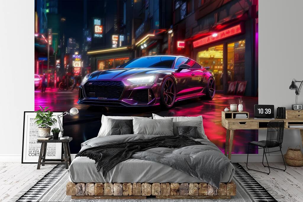 Neon Tuned Super Car Non-woven Photo Wallpapers
