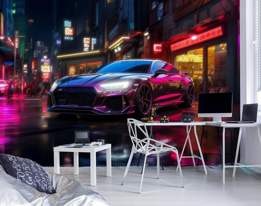 Neon Tuned Super Car Non-woven Photo Wallpaper