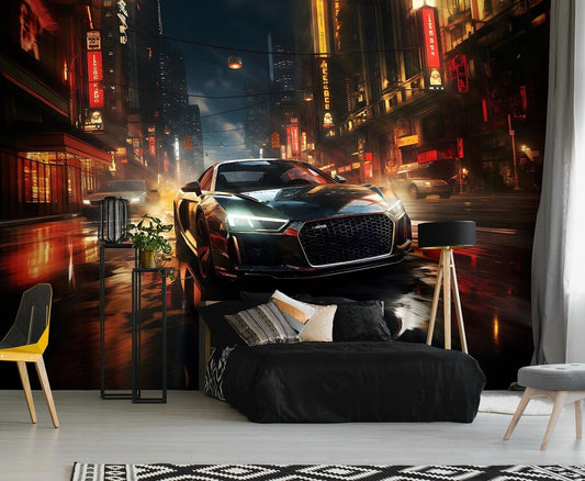 Tuned Sports Car wallpaper for kids room