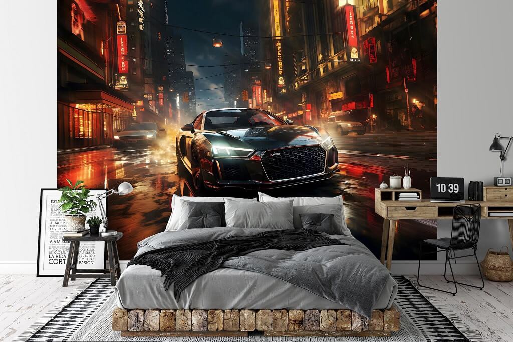 Tuned Sports Car wallpaper for kids room