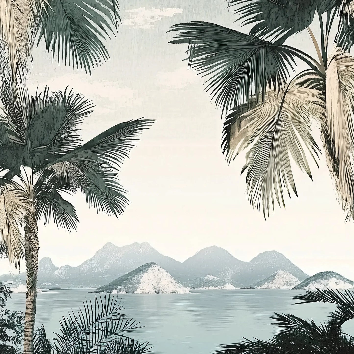 Large Palms Waiting Room and Reception Non-woven Photo Wallpaper (W x H) 312 cm x 219 cm (123" x 86")