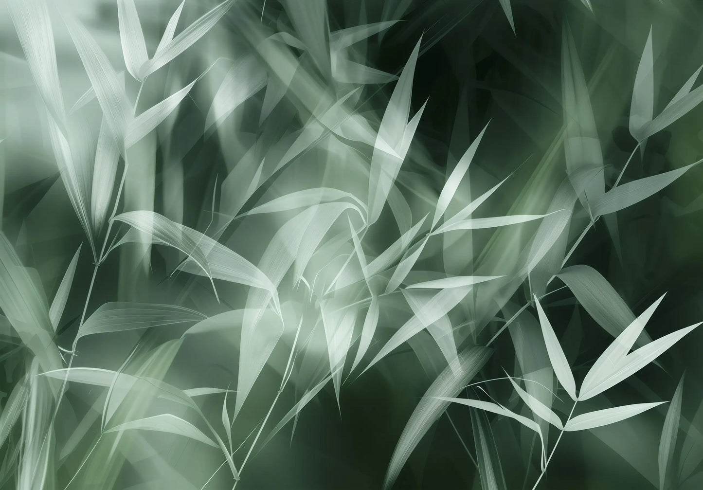 Green Abstract Leaves Non-woven Photo Wallpaper (W x H) 312 cm x 219 cm (123" x 86")