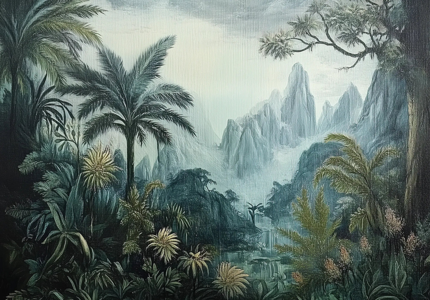 Painting Imitation Jungle Non-woven Photo Wallpaper (W x H) 312 cm x 219 cm (123" x 86")