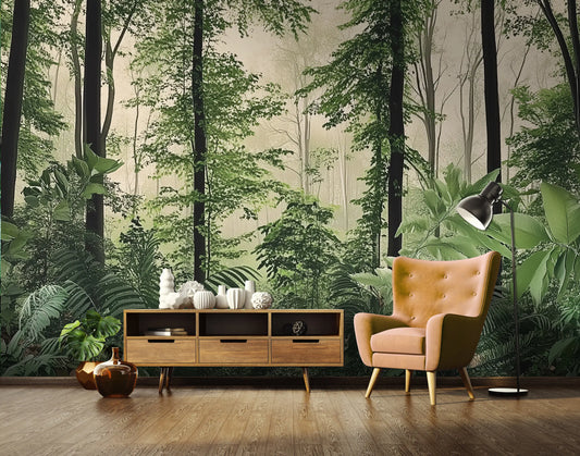 Forest wallpaper mural for living room