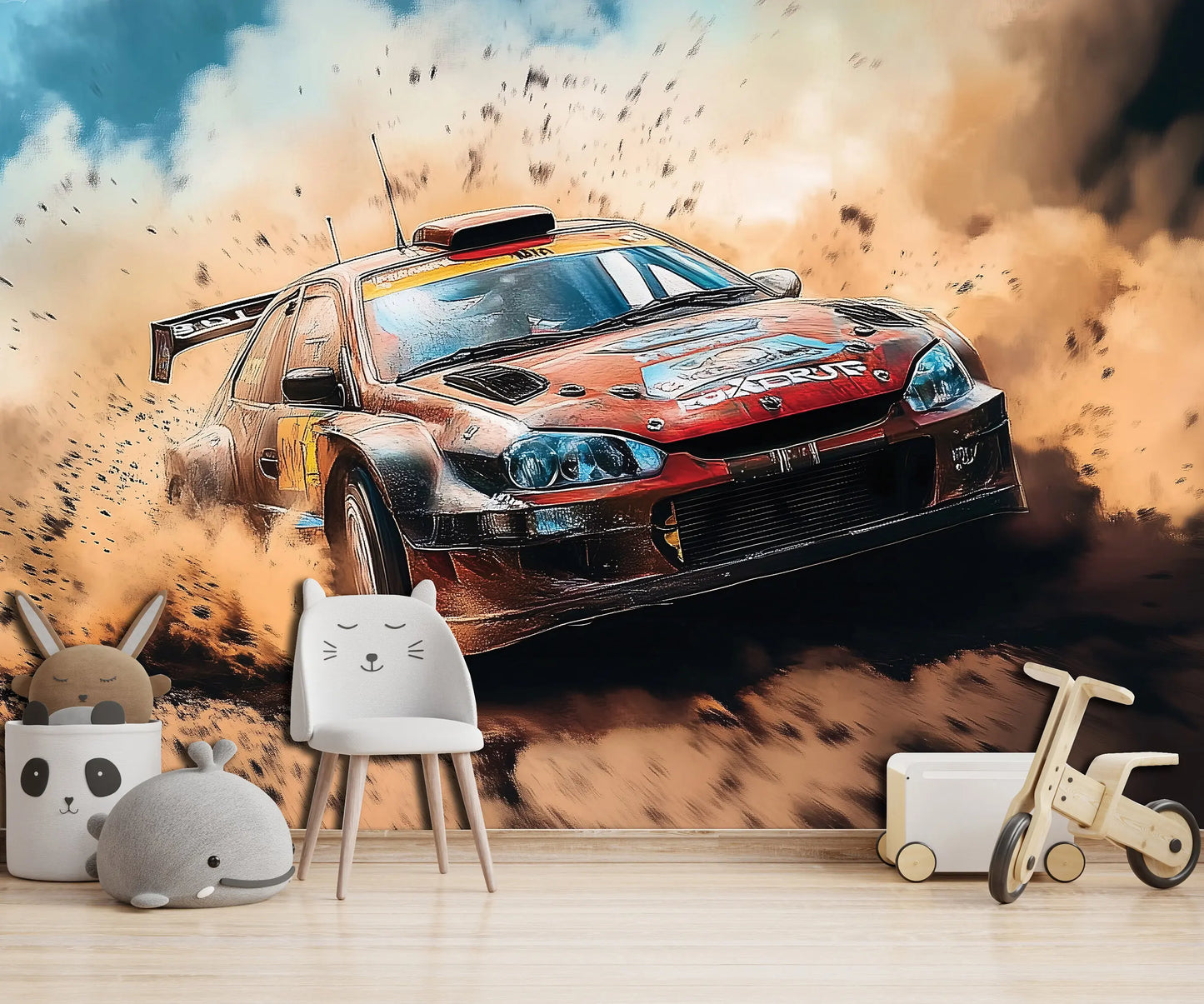 Rally car wallpaper mural