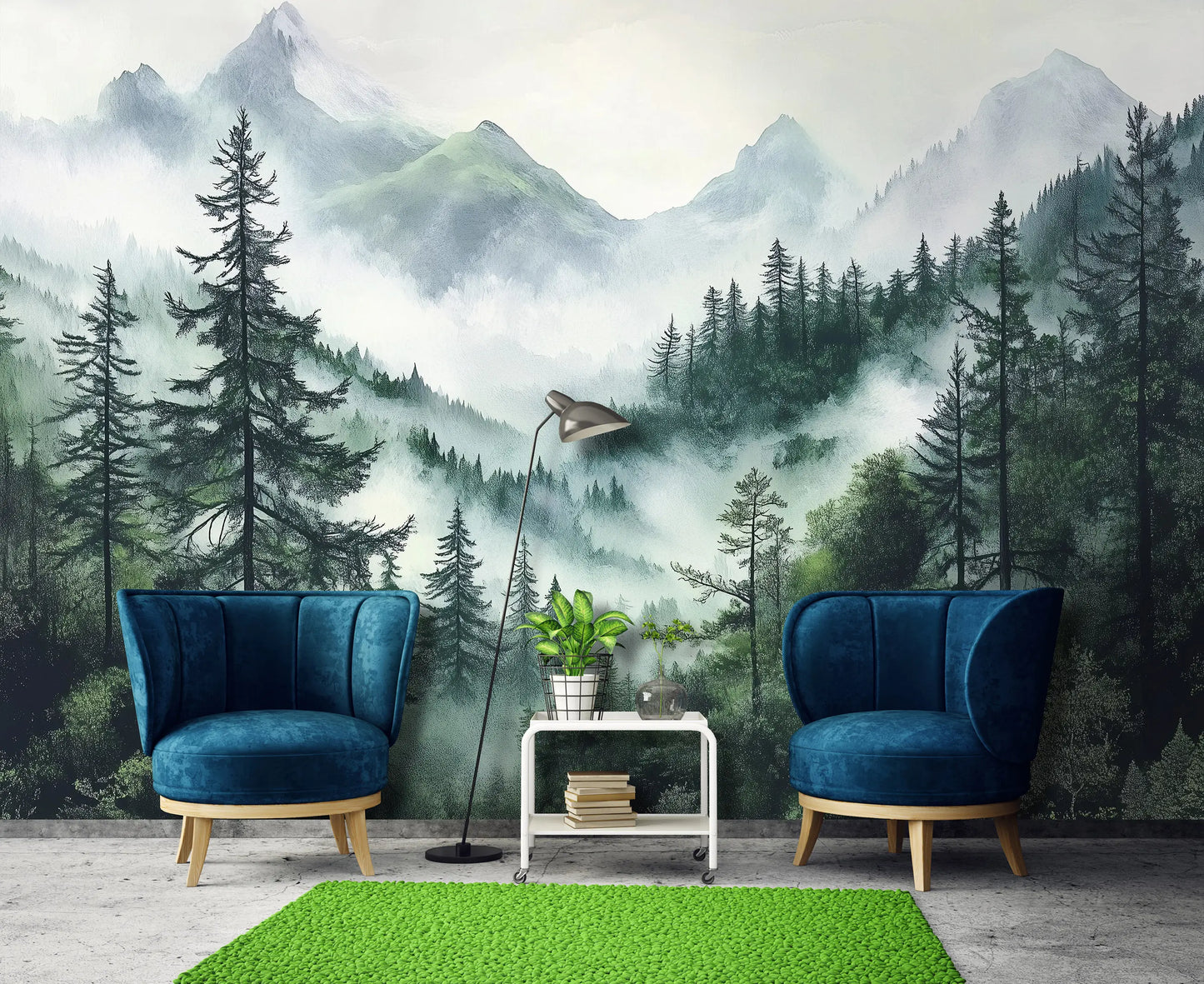 Green Mountain Forest Non-woven Photo Wallpaper (W x H) 312 cm x 219 cm (123" x 86")