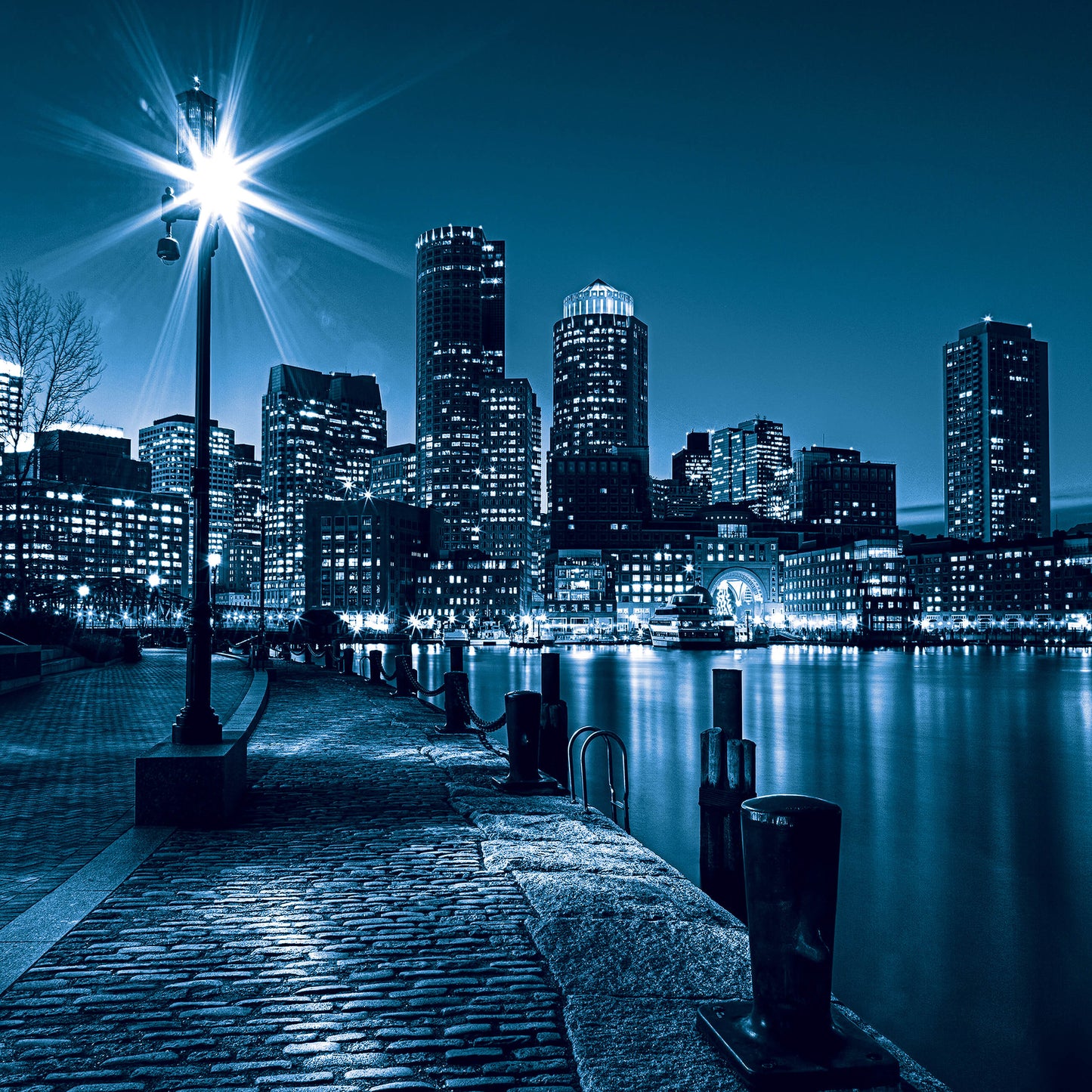Night City Skyline View Cityscape Non-woven Photo Wallpaper Size Slection