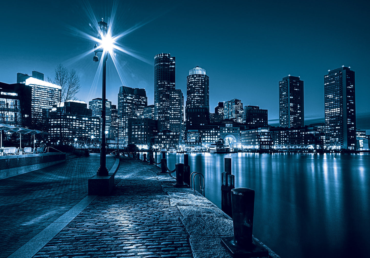 Night City Skyline View Cityscape Non-woven Photo Wallpaper Size Slection