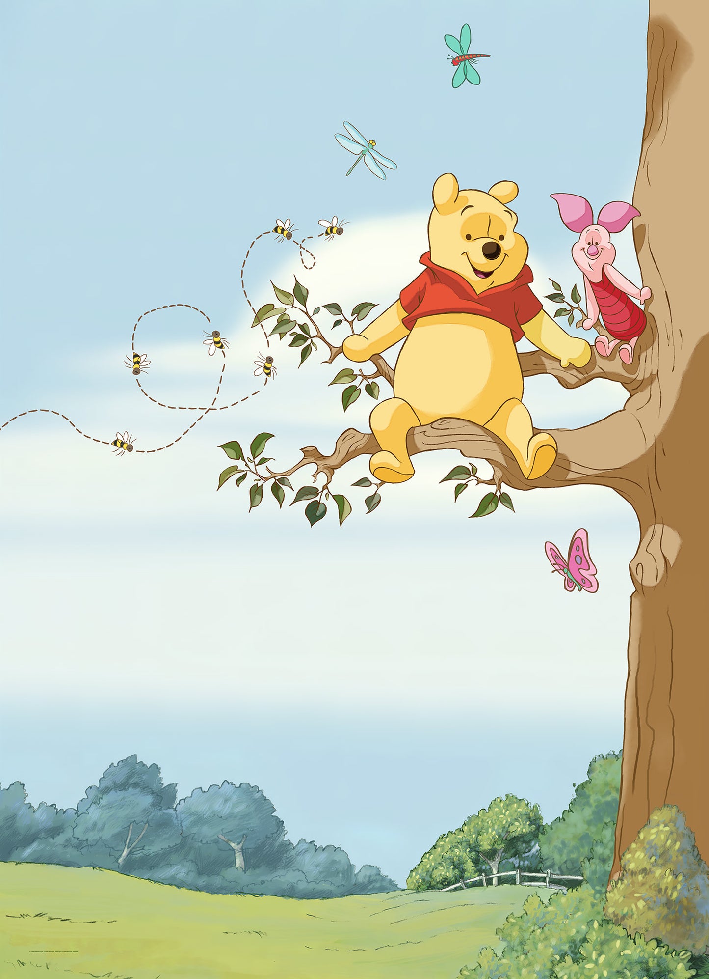 Nursery room Winnie the Pooh mural wallpapers