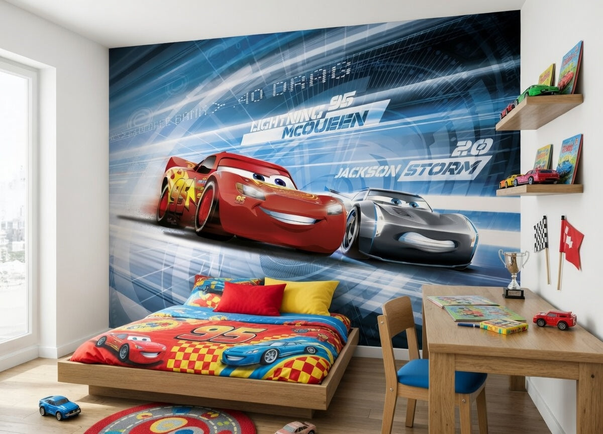 Cars 3 Disney Lightning McQueen and Storm Racing Photo Wallpaper (H x W) 184cm x 254cm (72" x 100")