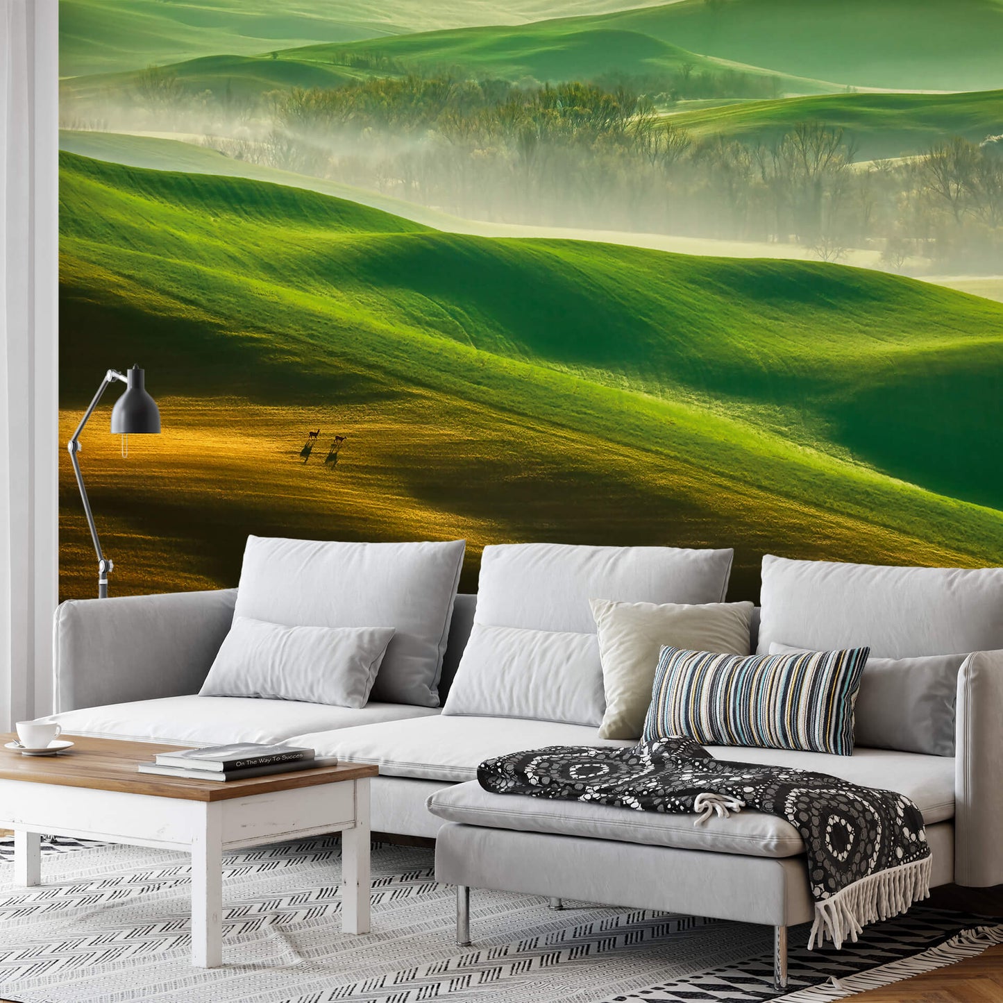 Green Hills Calm Country Scenery Nature Wallpaper Mural (W x H) 384 cm x 260 cm (151" x 102")