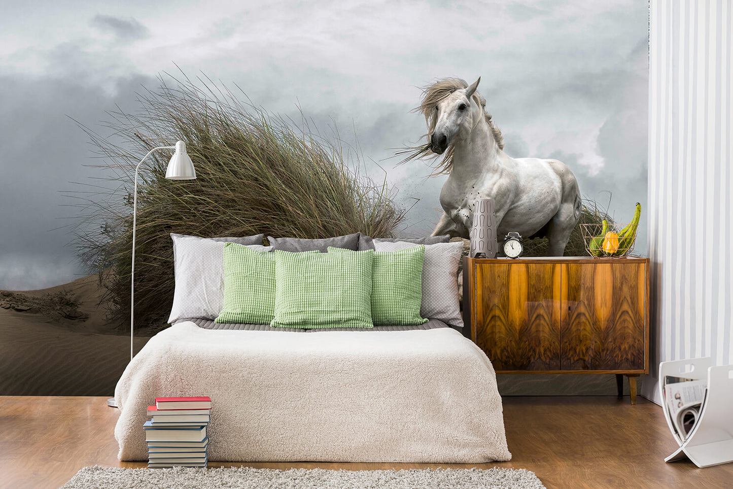 White Wild Horse Animal Wallpaper Mural (W x H) 384 cm x 260 cm (151" x 102")