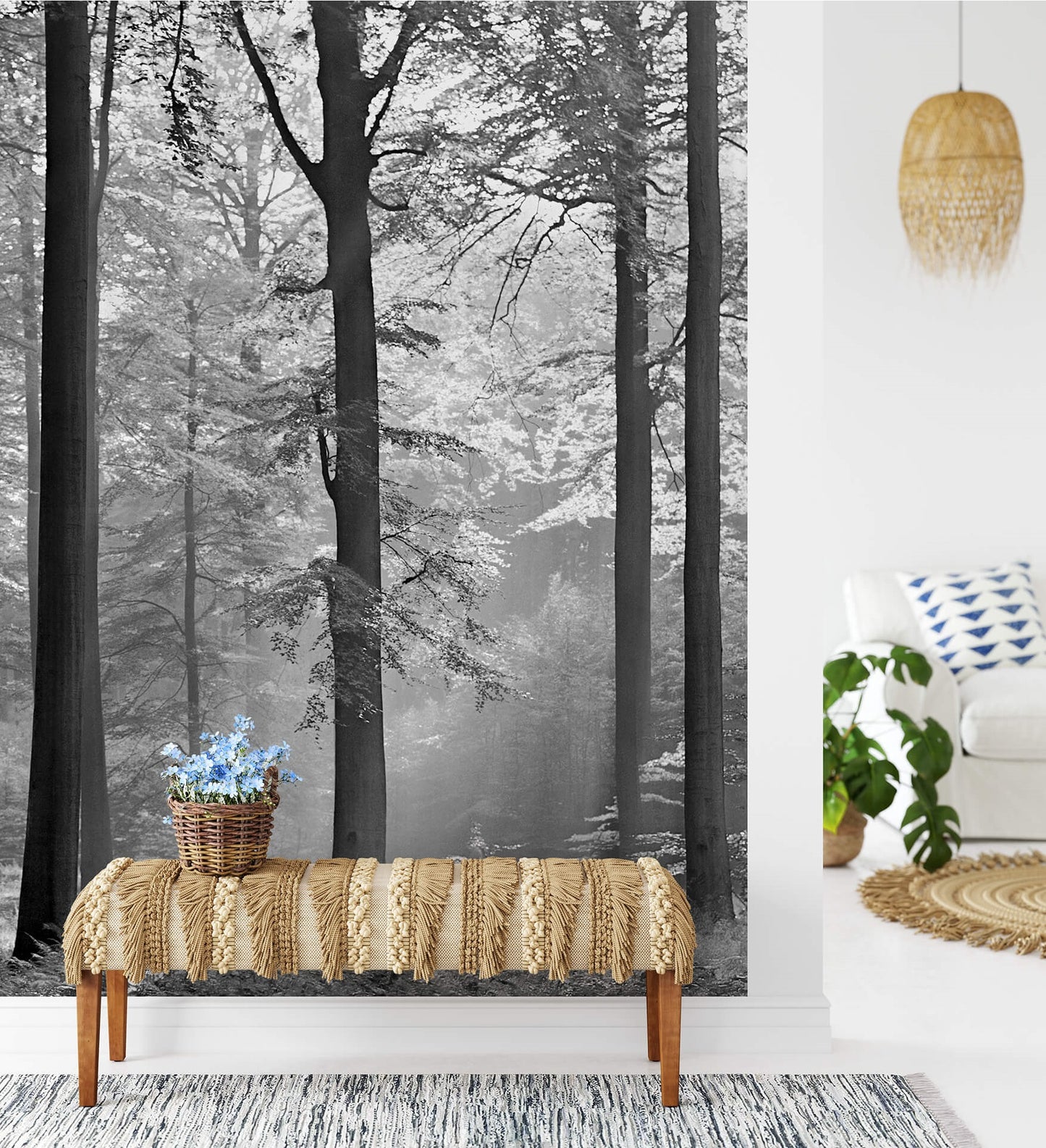 Avalon Black and White Trees Nature Wallpaper Mural (W x H) 384 cm x 260 cm (151" x 102")