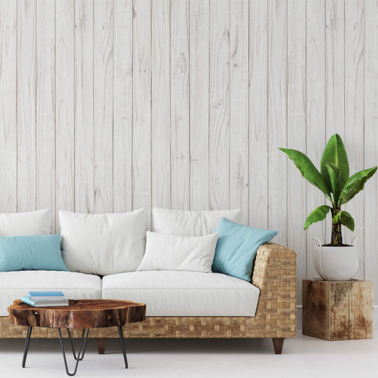 White Wood Wallpaper Mural