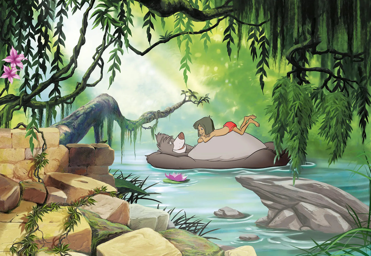 Disney Jungle Book Swimming with Baloo Photo Wallpaper (W x H) 368cm x 254cm (144" x 100")
