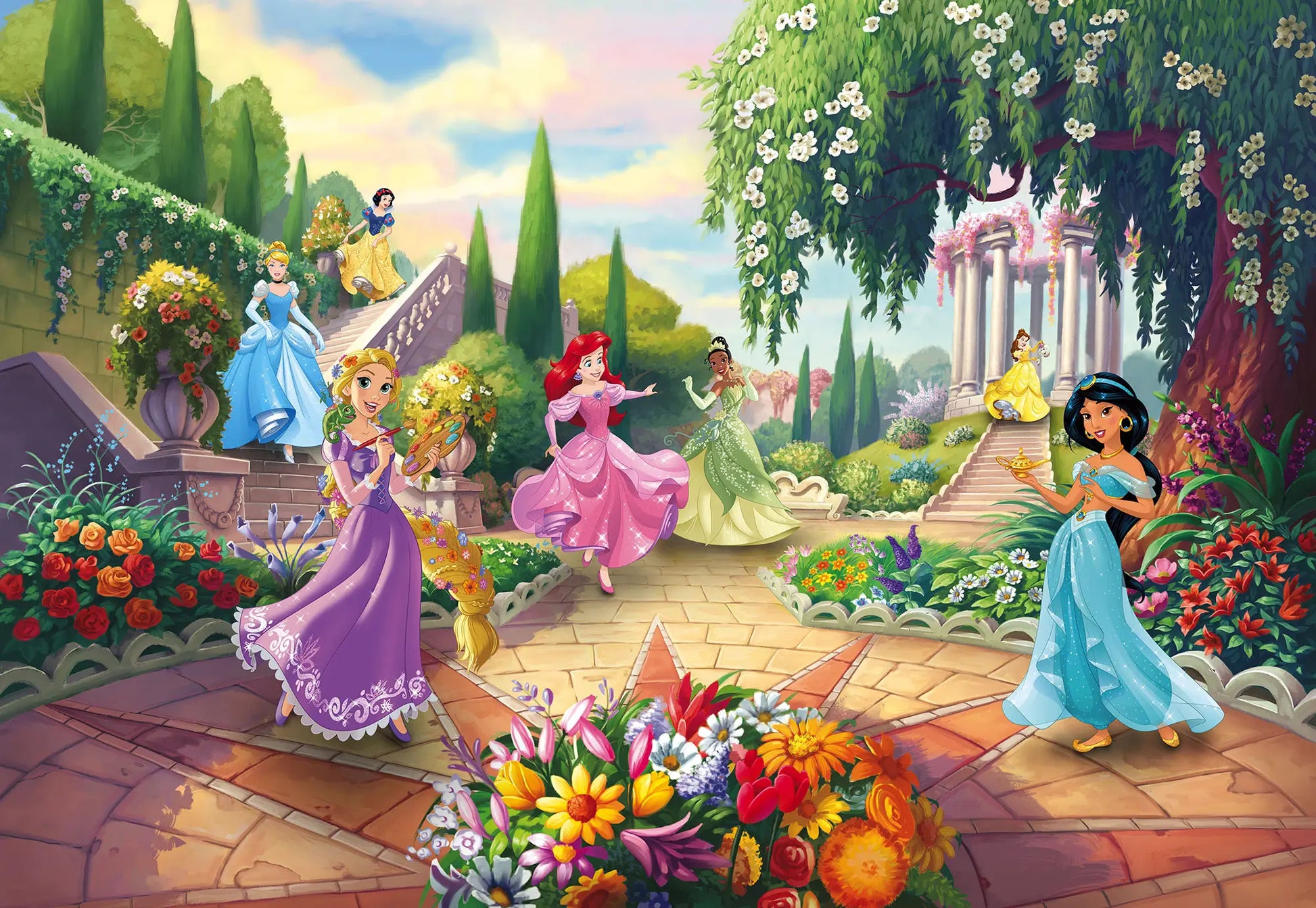 Disney Princess Castle Gardens Photo Wallpaper