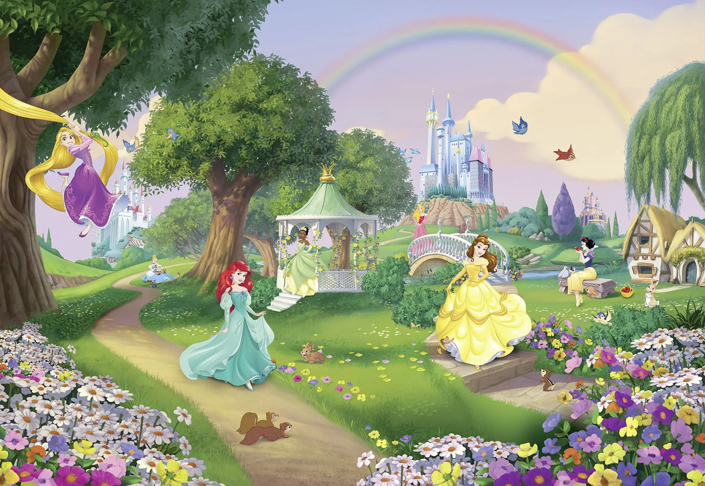 Disney Princesses in the Garden Girl Bedroom Photo Wallpaper (W x H) 368cm x 254cm (144" x 100")