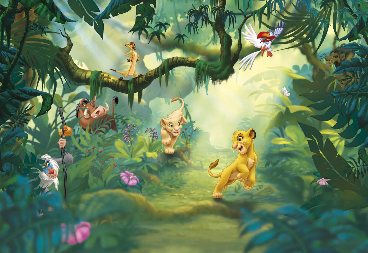 Disney Lion King with Friends Green Jungle Unisex Bedroom Photo Wallpaper (W x H) 368cm x 254cm (144" x 100")