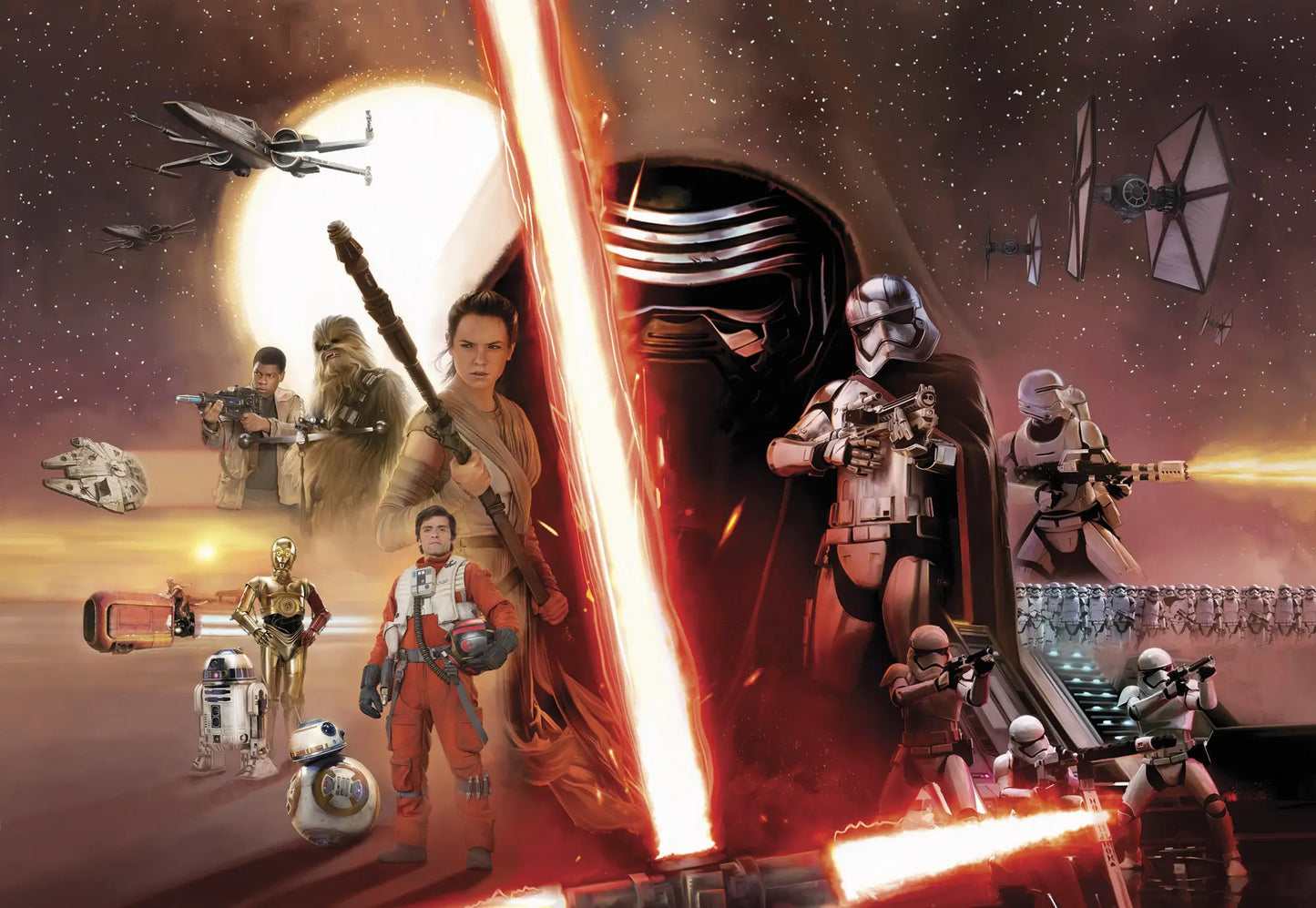 Star Wars characters Collage Red Teen Bedroom Photo Wallpaper (W x H) 368cm x 254cm (144" x 100")
