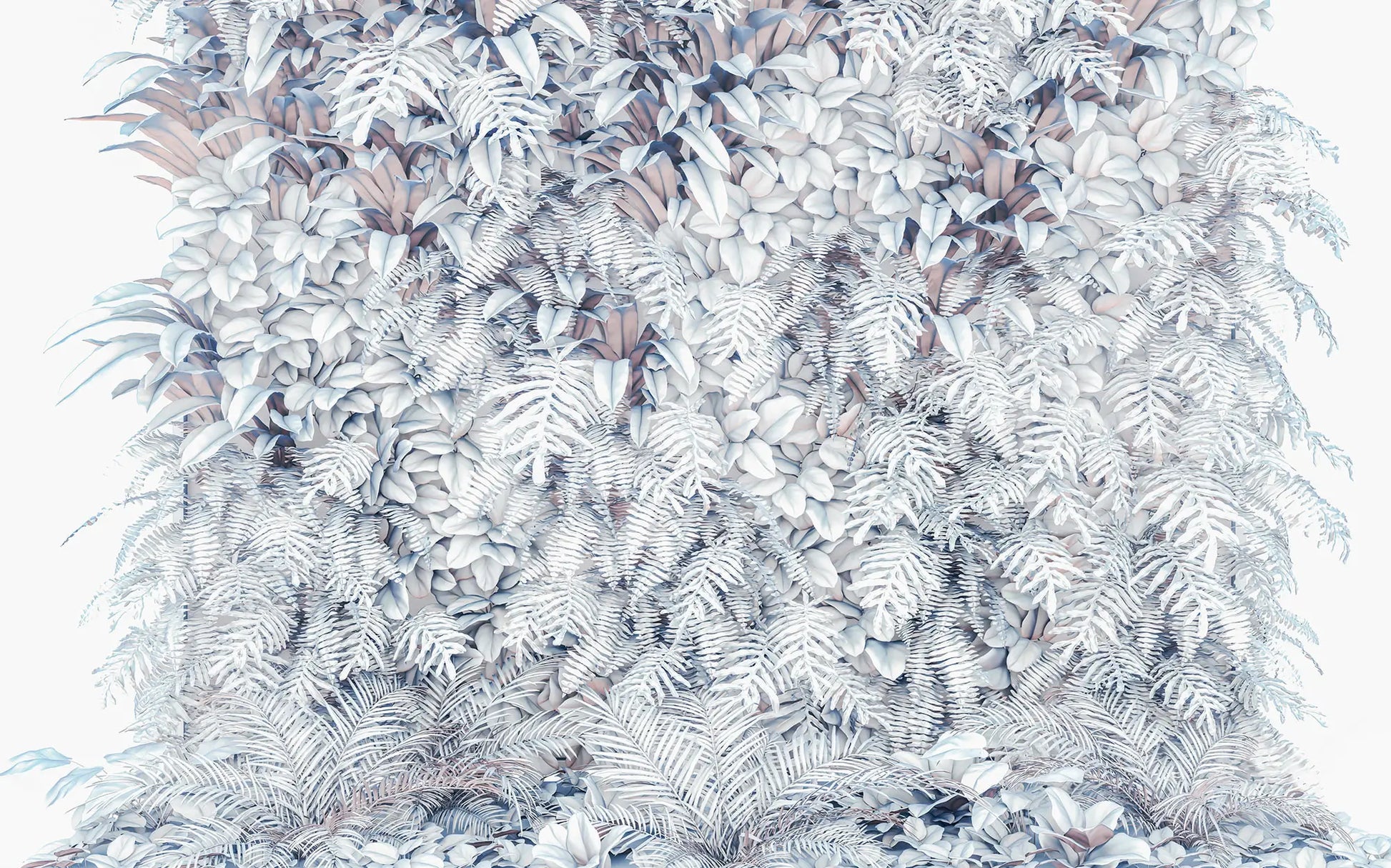 White Winter Wall of Plants Botanical Photo Wallpaper