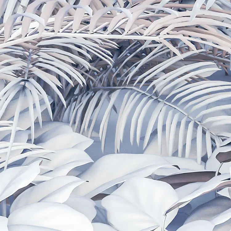 White Winter Wall of Plants Botanical Photo Wallpaper closeup