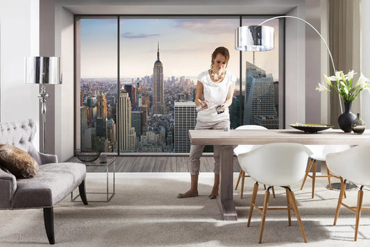 Penthouse New York City Window Imitation Photo Wallpaper (W x H) 368cm x 254cm (144" x 100")