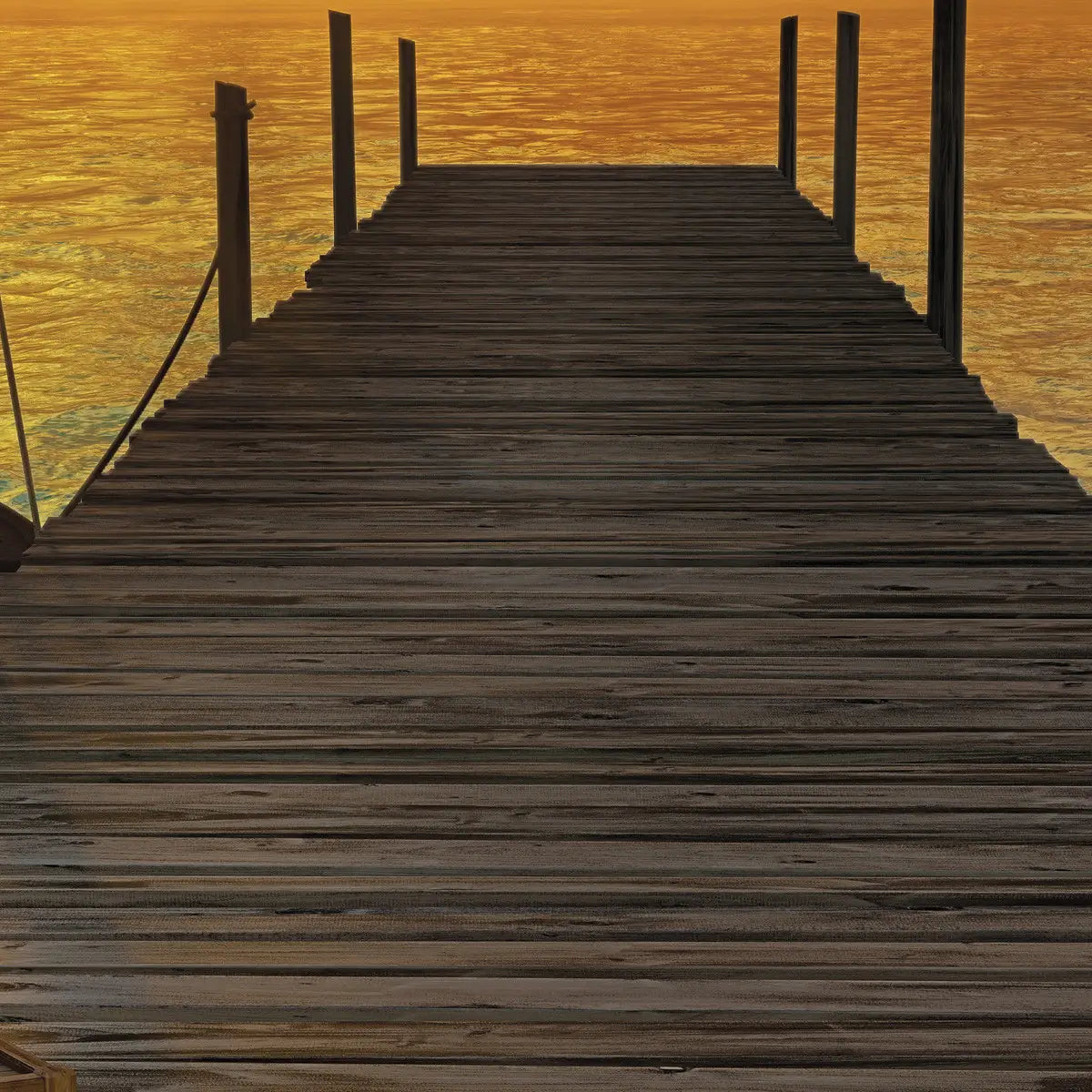 Tropical Pirate Island Ocean View from the Pier Photo Wallpaper closeup