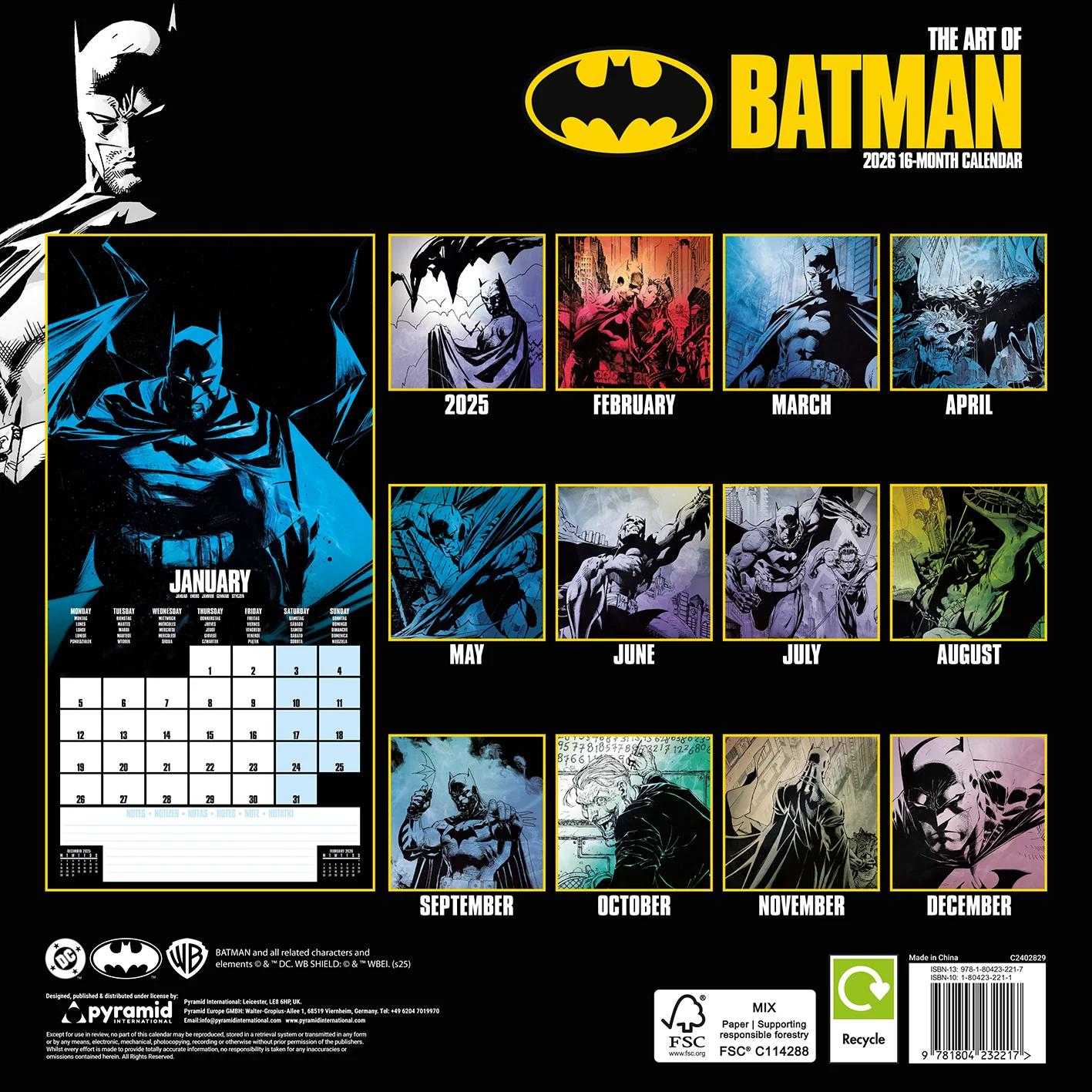 Batman ANIMATED 2026 SQUARE Calendar 30 x 30 cm | 11,8 x 11,8 in