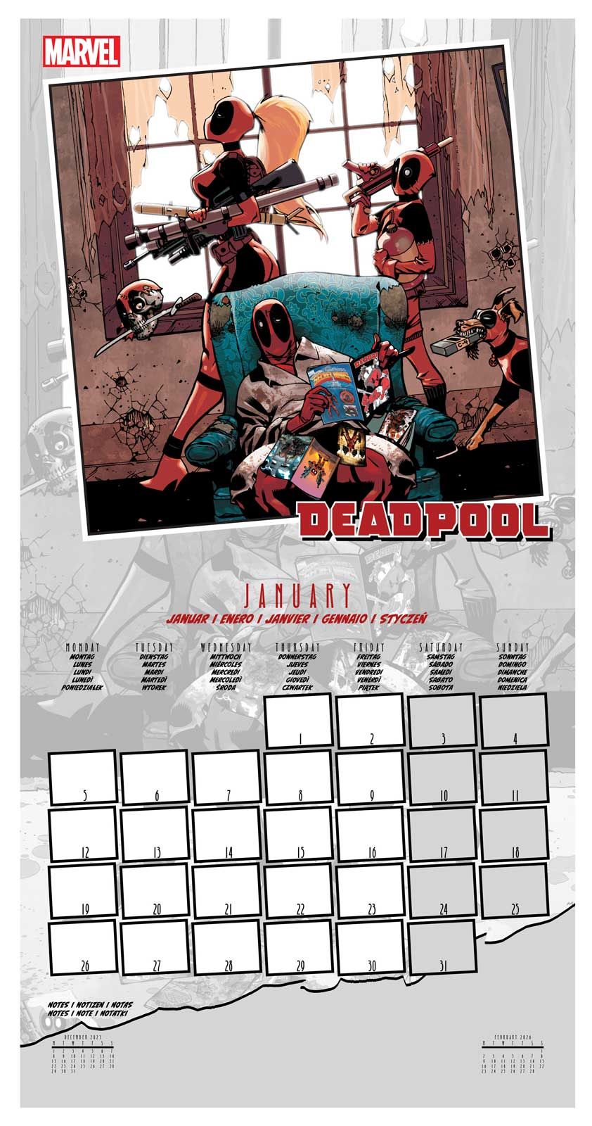 Marvel Deadpool BREAKOUT 2026 SQUARE Calendar 30 x 30 cm | 11,8 x 11,8 in
