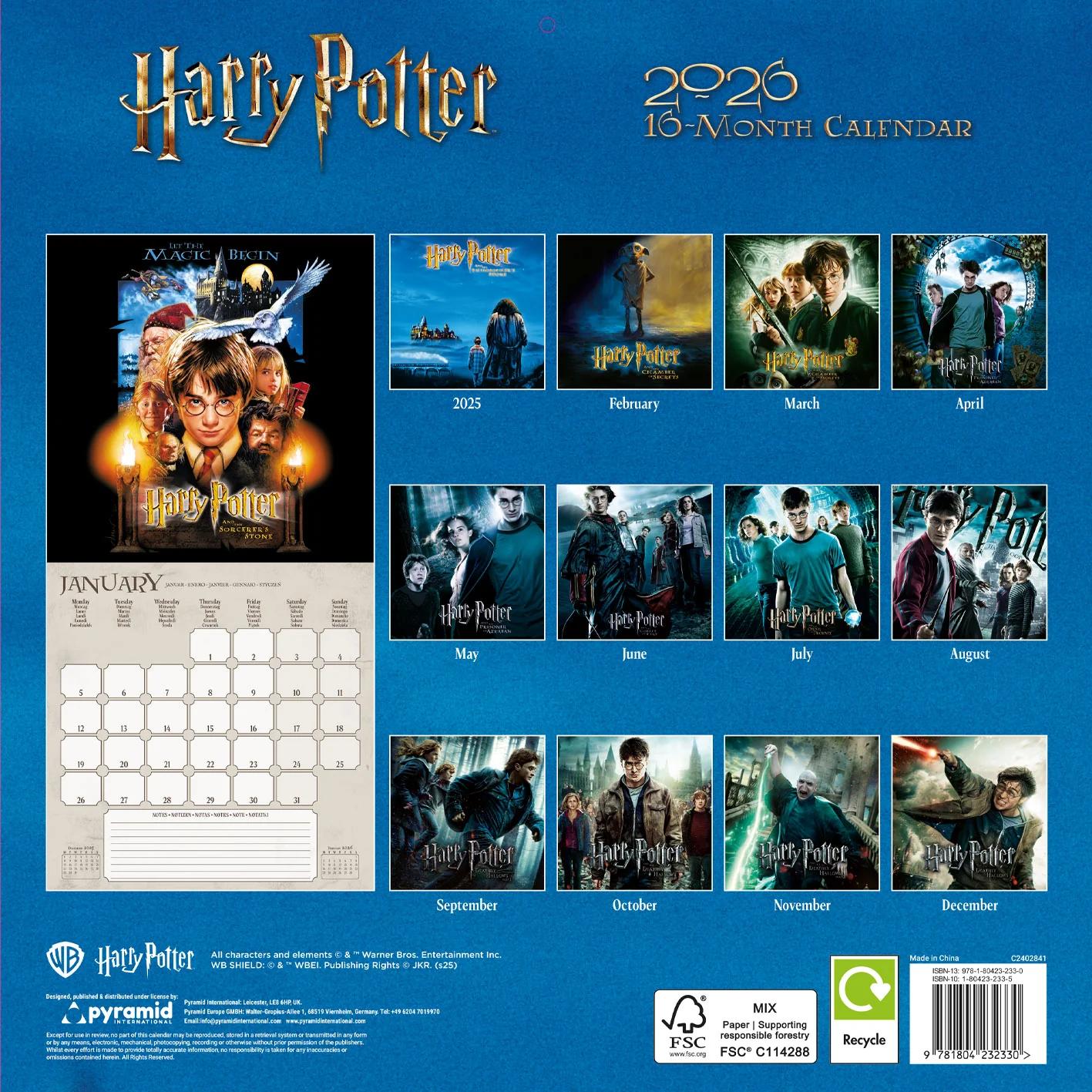 Harry Potter ONE SHEETS 2026 Calendar 30 x 30 cm | 11,8 x 11,8 in