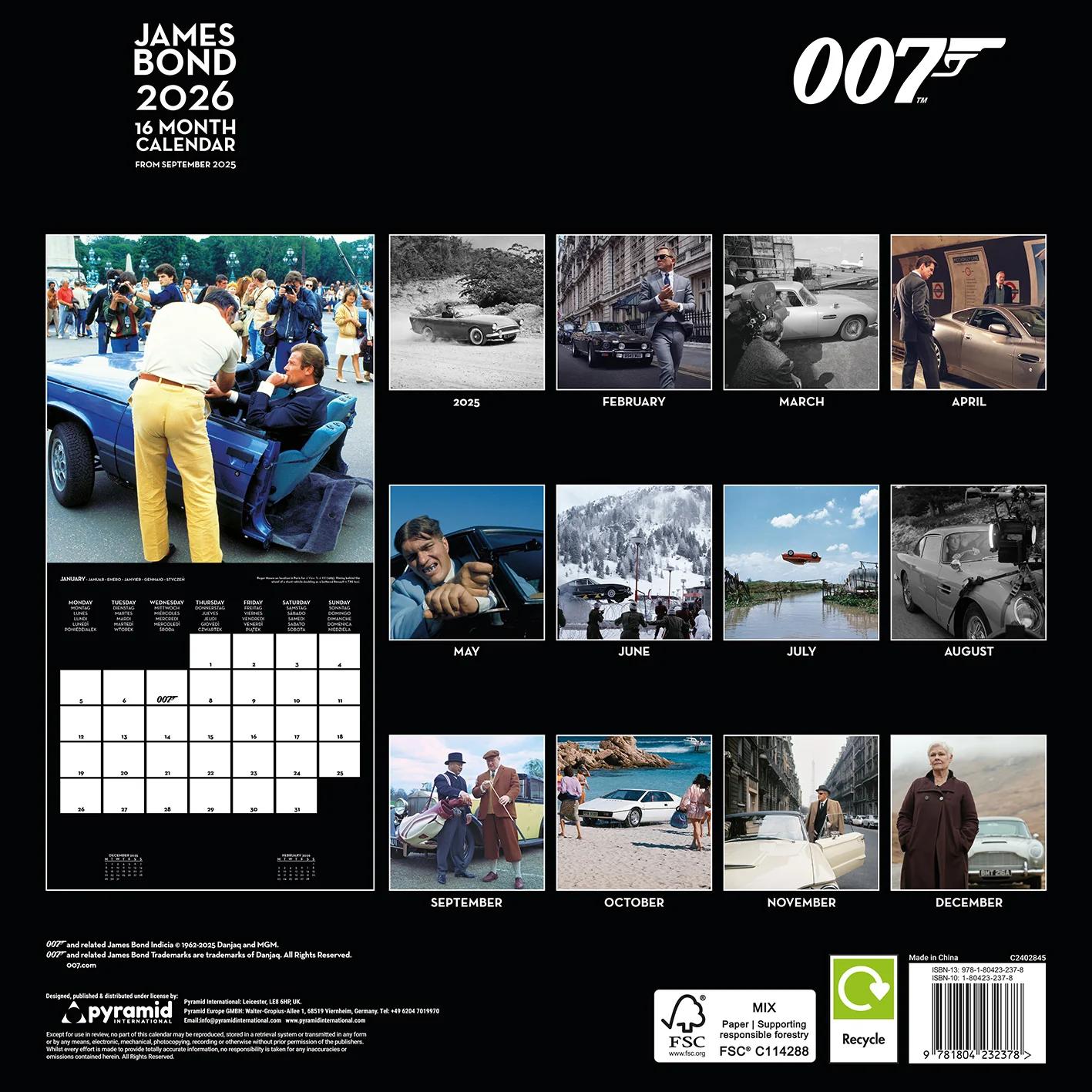 James Bond CARS 2026 SQUARE Calendar 30 x 30 cm | 11,8 x 11,8 in