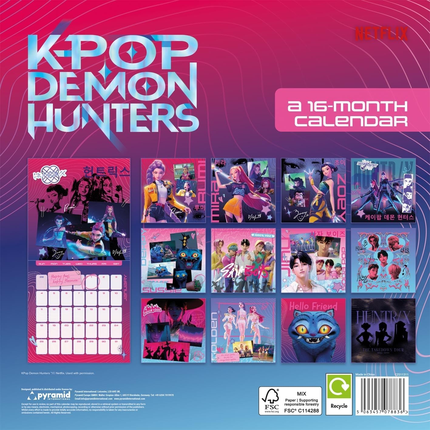 K POP Demon Hunters Calendar 30 x 30 cm | 11,8 x 11,8 in