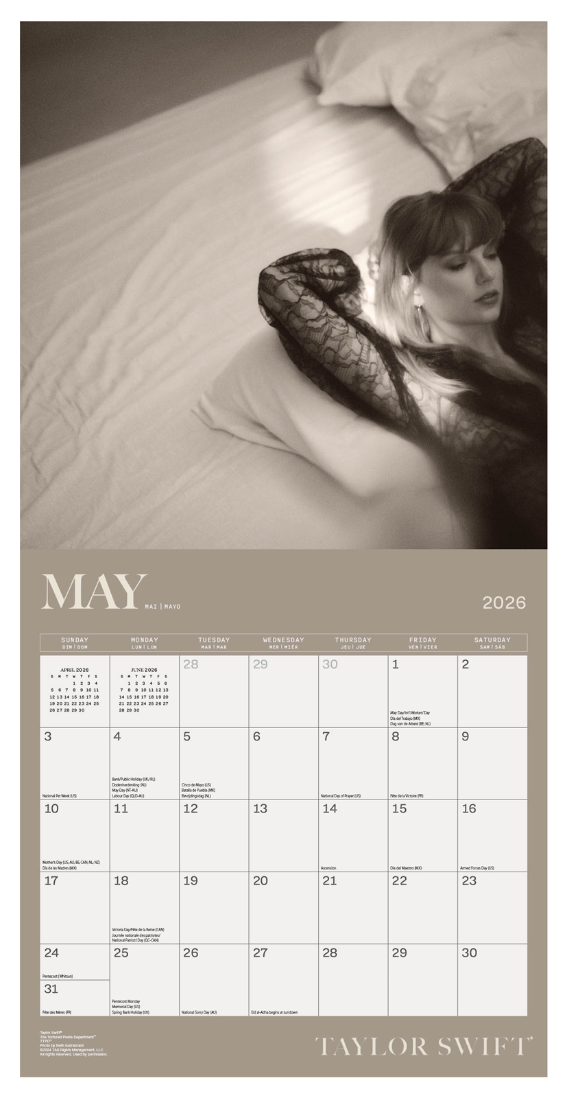 Taylor Swift Wall Calendar 30x30cm Pop Singer Calendar 30 x 30 cm | 11,8 x 11,8 in