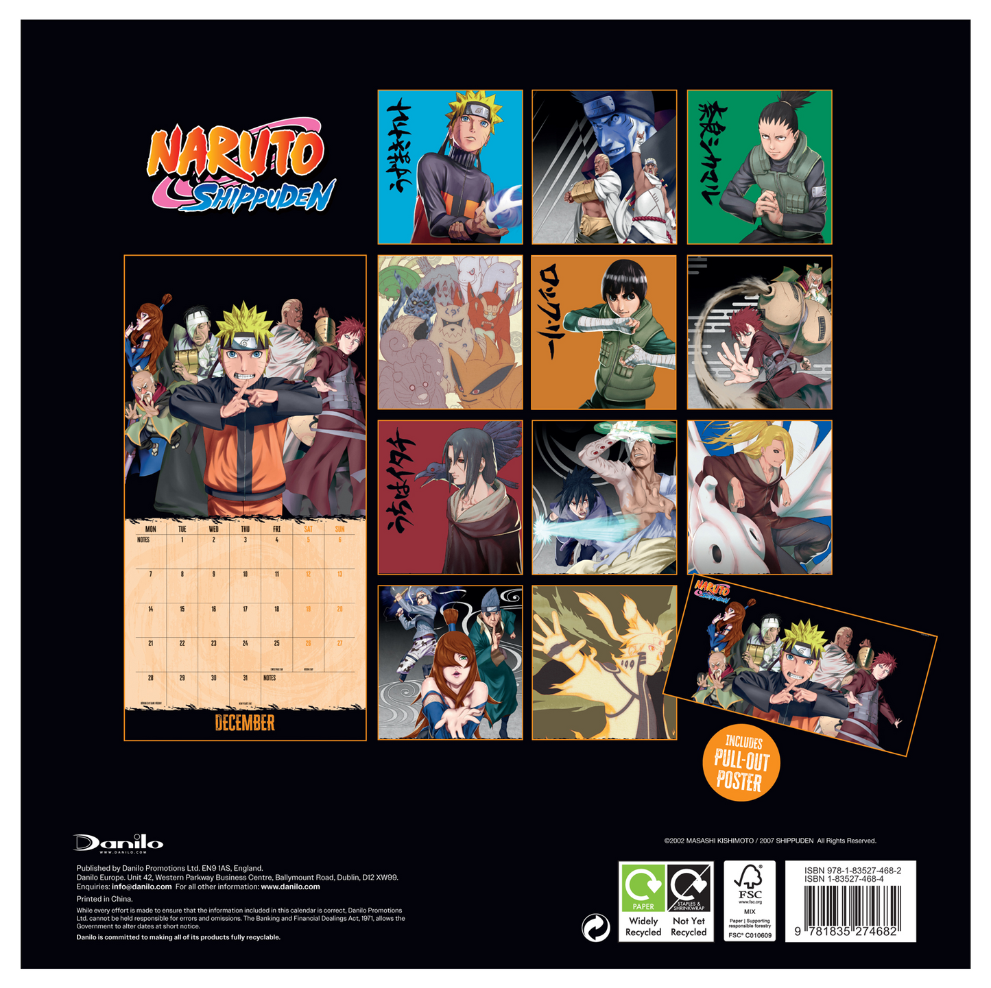 Naruto Shippuden Wall Calendar 30x30cm Manga Anime Calendar 30 x 30 cm | 11,8 x 11,8 in