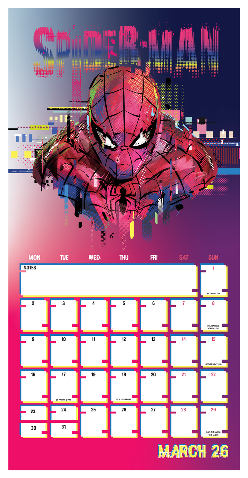 Marvel Spider-Man Wall Calendar 30x30cm Calendar 30 x 30 cm | 11,8 x 11,8 in