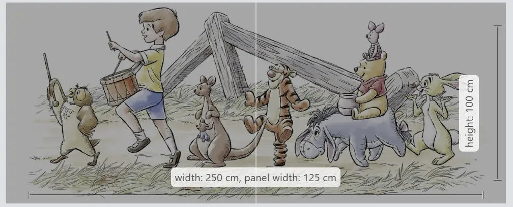 Winnie the Pooh Baby Bedroom Panoramic Non-Woven Wallpaper Mural 250 cm x 100 cm (98" x 39")