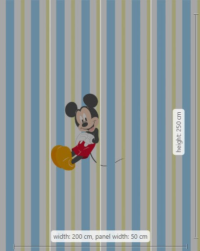 Disney Mickey Mouse Colorful Stripes XL Non-Woven Wallpaper Mural 200 cm x 250 cm (78" x 98")