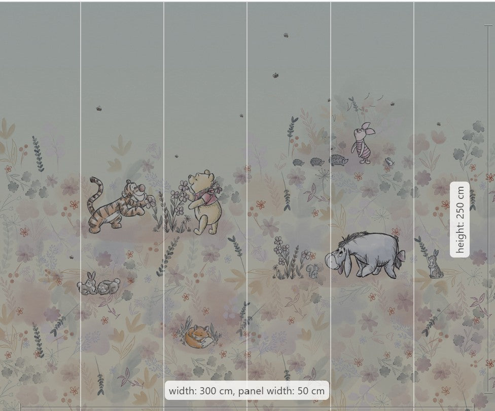 Disney Winnie the Pooh Flowerfield Baby Non-woven photo wallpapers