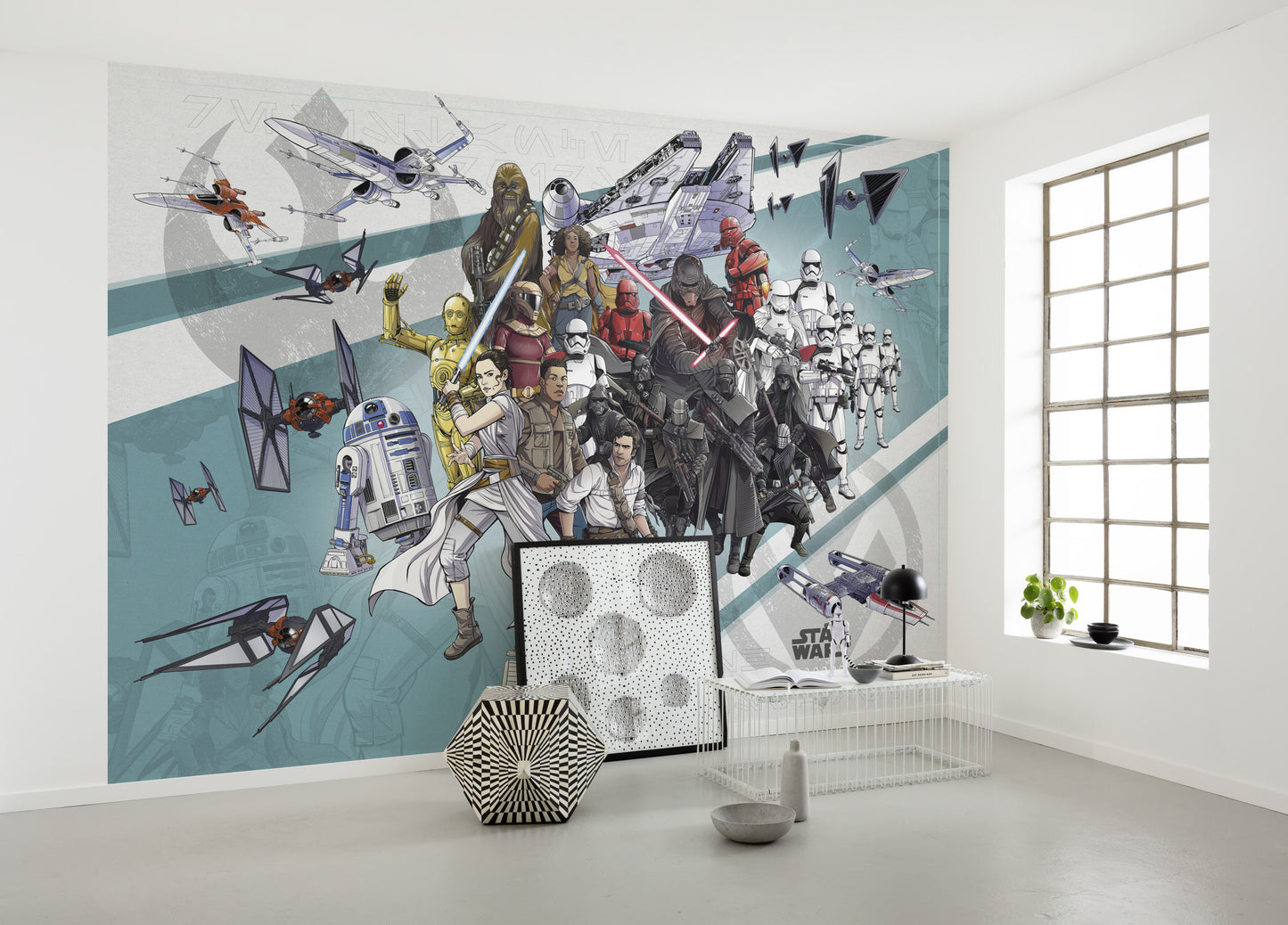 Star Wars Cartoon Style All Characters Non-Woven Wallpaper Mural 400 cm x 280 cm | 157" x 110"