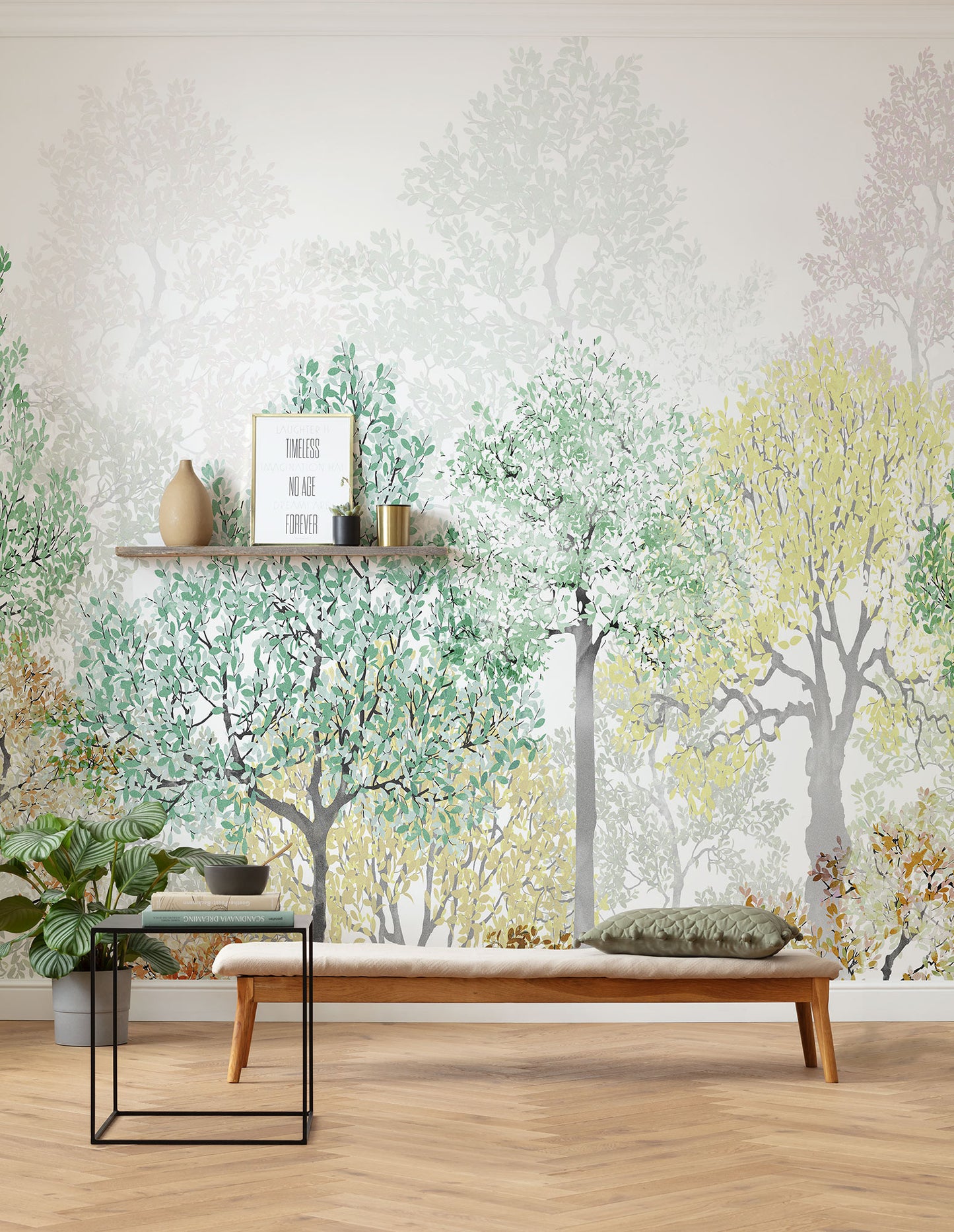 Bright Rainbow Painted Trees Botanical Non-woven photo wallpaper  350 cm x 250 cm | 137" x 98"